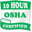 10 hour osha certified hard hat decals